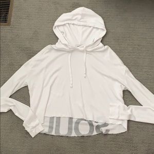 Cropped Soul Cycle white distressed waffle hoodie!